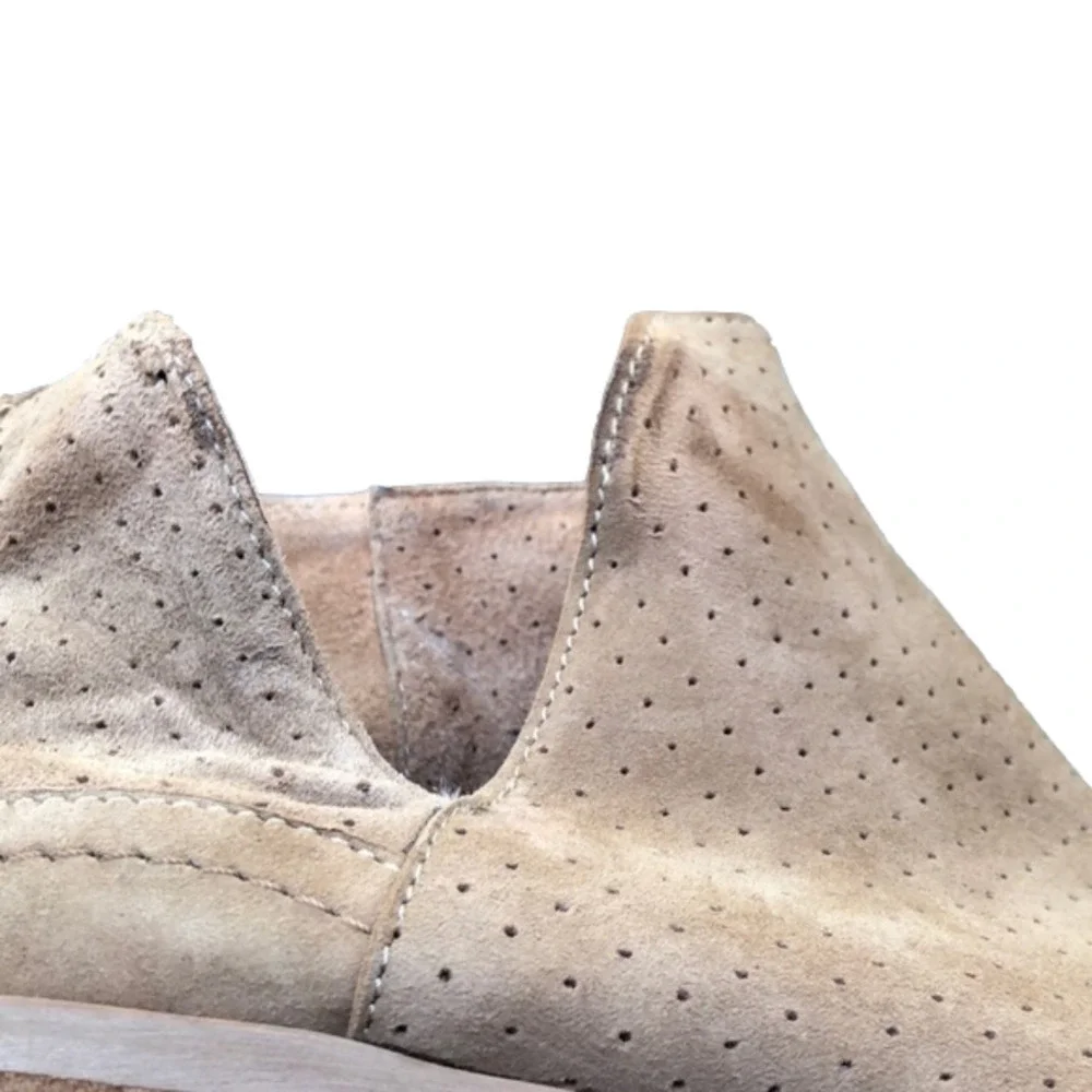 REBELS Tan Suede Split Side Perforated Boho Bootie